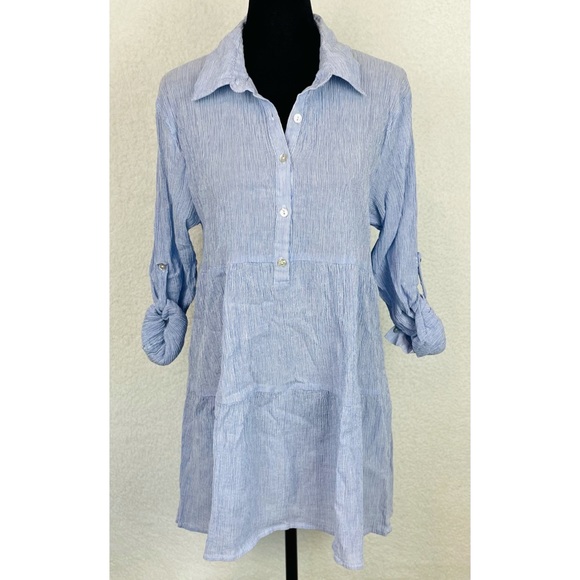 LOVE STITCH • Ocean Ave Tiered Striped Tunic, L - Picture 14 of 16